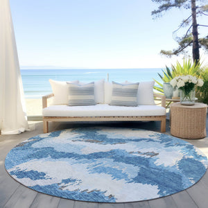 Homeroots 3' Stylish Beige Brown And Ivory Abstract Washable Area Rug For Indoor And Outdoor Spaces 8' Round Polyester 590156