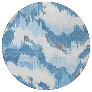 Homeroots 3' Stylish Beige Brown And Ivory Abstract Washable Area Rug For Indoor And Outdoor Spaces 8' Round Polyester 590156