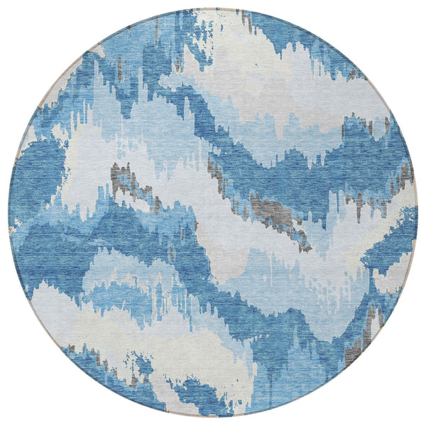 Homeroots 3' Stylish Beige Brown And Ivory Abstract Washable Area Rug For Indoor And Outdoor Spaces 8' Round Polyester 590156