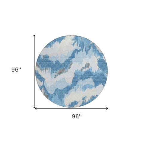 Homeroots 3' Stylish Beige Brown And Ivory Abstract Washable Area Rug For Indoor And Outdoor Spaces 8' Round Polyester 590156