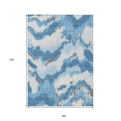 Homeroots 3' Stylish Beige Brown And Ivory Abstract Washable Area Rug For Indoor And Outdoor Spaces 8' X 10' Polyester 590157