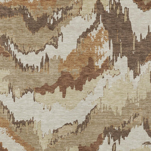 Homeroots 3' Stylish Beige Brown And Ivory Abstract Washable Area Rug For Indoor And Outdoor Spaces 3' X 5' Polyester 590160