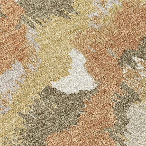 Homeroots 3' Stylish Beige Brown And Ivory Abstract Washable Area Rug For Indoor And Outdoor Spaces 3' X 5' Polyester 590166