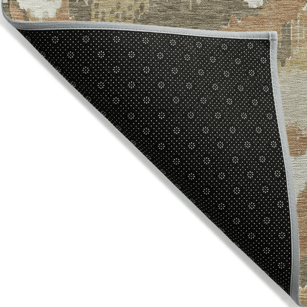 Homeroots 3' Stylish Beige Brown And Ivory Abstract Washable Area Rug For Indoor And Outdoor Spaces 9' X 12' Polyester 590170