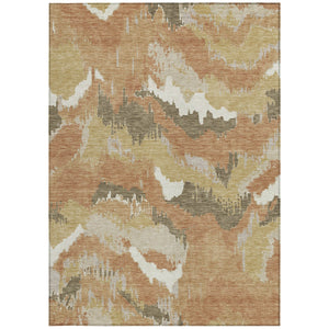 Homeroots 3' Stylish Beige Brown And Ivory Abstract Washable Area Rug For Indoor And Outdoor Spaces 10' X 14' Polyester 590171