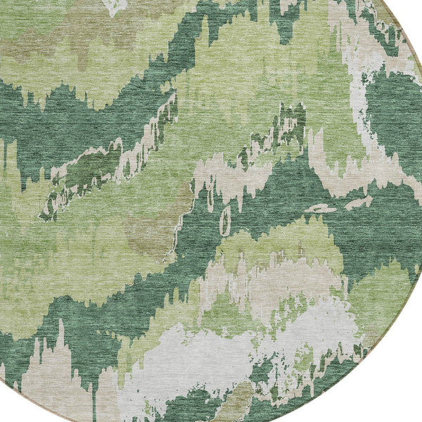 Homeroots 3' Stylish Beige Brown And Ivory Abstract Washable Area Rug For Indoor And Outdoor Spaces 8' Round Polyester 590174