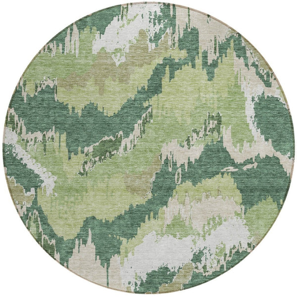 Homeroots 3' Stylish Beige Brown And Ivory Abstract Washable Area Rug For Indoor And Outdoor Spaces 8' Round Polyester 590174