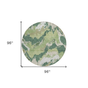 Homeroots 3' Stylish Beige Brown And Ivory Abstract Washable Area Rug For Indoor And Outdoor Spaces 8' Round Polyester 590174