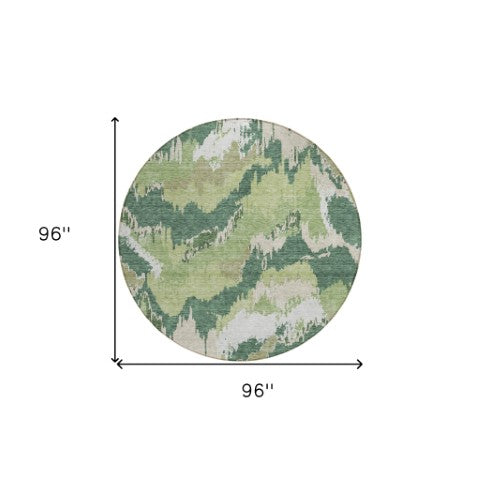 Homeroots 3' Stylish Beige Brown And Ivory Abstract Washable Area Rug For Indoor And Outdoor Spaces 8' Round Polyester 590174