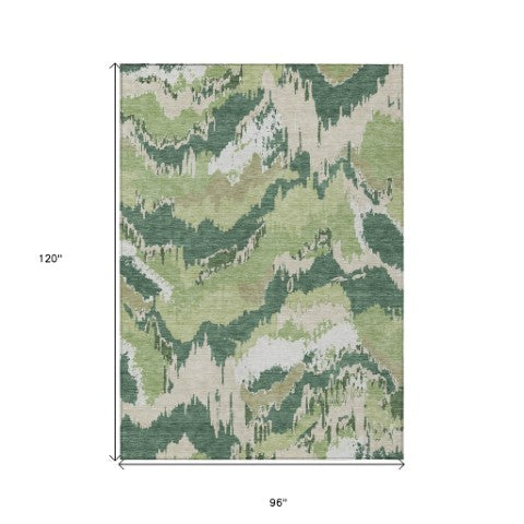 Homeroots 3' Stylish Beige Brown And Ivory Abstract Washable Area Rug For Indoor And Outdoor Spaces 8' X 10' Polyester 590175