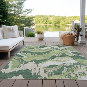 Homeroots 3' Stylish Beige Brown And Ivory Abstract Washable Area Rug For Indoor And Outdoor Spaces 8' X 10' Polyester 590175