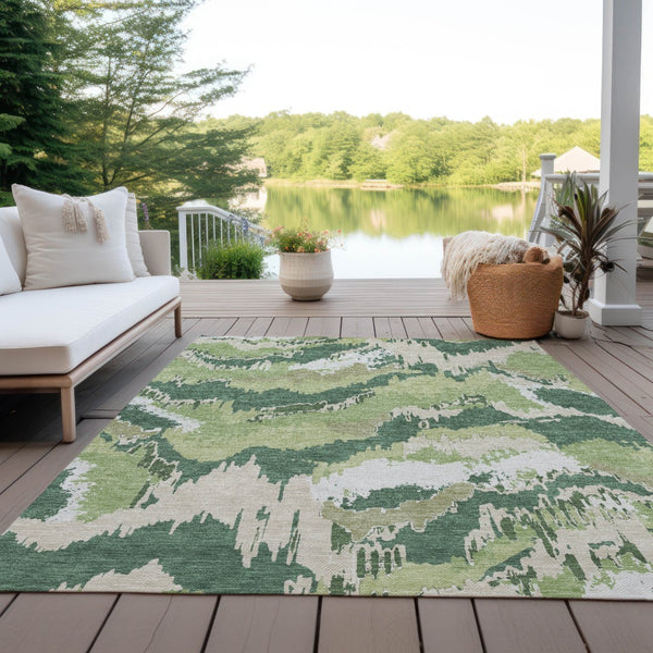 Homeroots 3' Stylish Beige Brown And Ivory Abstract Washable Area Rug For Indoor And Outdoor Spaces 8' X 10' Polyester 590175