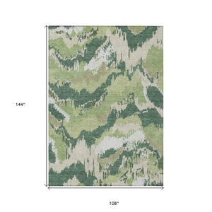 Homeroots 3' Stylish Beige Brown And Ivory Abstract Washable Area Rug For Indoor And Outdoor Spaces 9' X 12' Polyester 590176