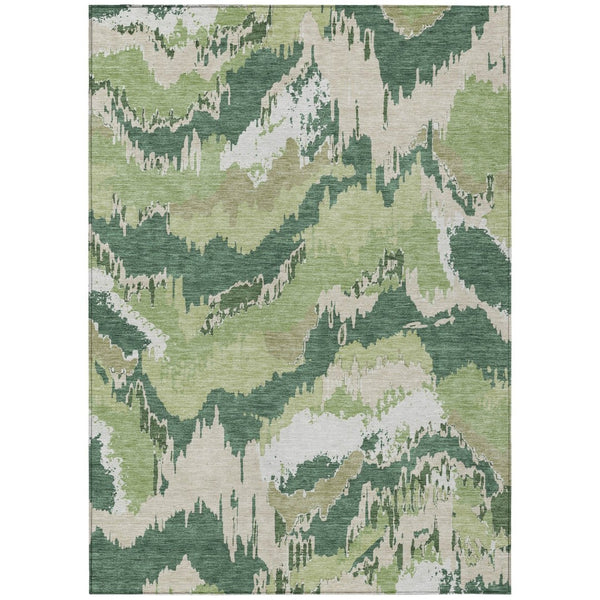 HomeRoots 9' Washable Indoor Outdoor Area Rug with Green, Ivory, and Beige Abstract Design for Stylish Spaces 9' X 12' 590176