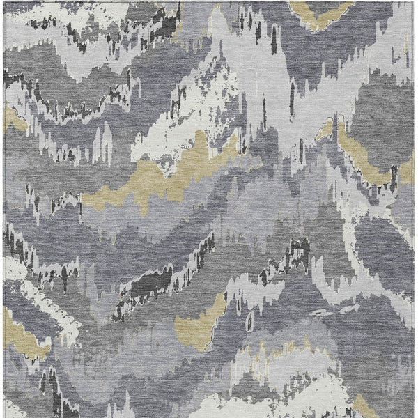 Homeroots 3' Stylish Beige Brown And Ivory Abstract Washable Area Rug For Indoor And Outdoor Spaces 3' X 5' Polyester 590178