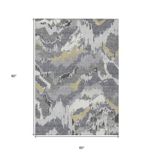 Homeroots 3' Stylish Beige Brown And Ivory Abstract Washable Area Rug For Indoor And Outdoor Spaces 5' X 8' Polyester 590179