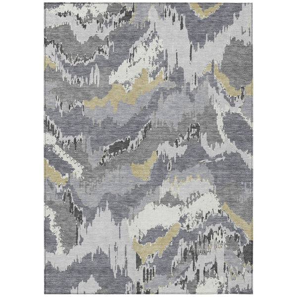 HomeRoots 5' Abstract Gray Silver Charcoal Area Rug - Stylish, Washable, Indoor/Outdoor, Low Maintenance Design 5' X 8' 590179