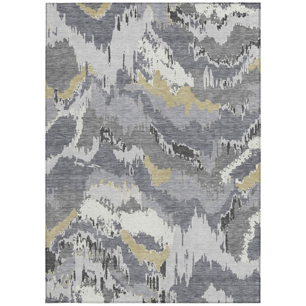 Homeroots 3' Stylish Beige Brown And Ivory Abstract Washable Area Rug For Indoor And Outdoor Spaces 5' X 8' Polyester 590179