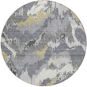 Homeroots 3' Stylish Beige Brown And Ivory Abstract Washable Area Rug For Indoor And Outdoor Spaces 8' Round Polyester 590180