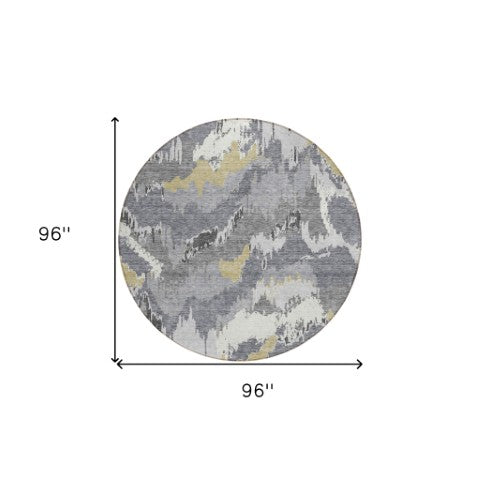 Homeroots 3' Stylish Beige Brown And Ivory Abstract Washable Area Rug For Indoor And Outdoor Spaces 8' Round Polyester 590180