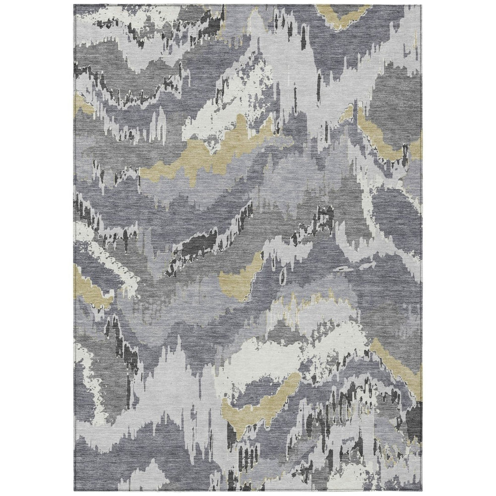 HomeRoots 5' Abstract Gray Silver Charcoal Area Rug - Stylish, Washable, Indoor/Outdoor, Low Maintenance Design 8' X 10' 590181
