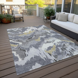 Homeroots 3' Stylish Beige Brown And Ivory Abstract Washable Area Rug For Indoor And Outdoor Spaces 9' X 12' Polyester 590182