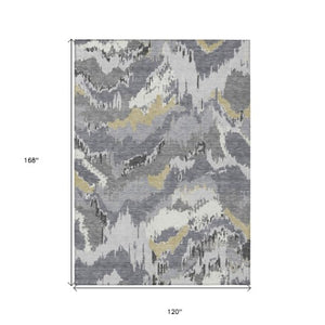 Homeroots 3' Stylish Beige Brown And Ivory Abstract Washable Area Rug For Indoor And Outdoor Spaces 10' X 14' Polyester 590183