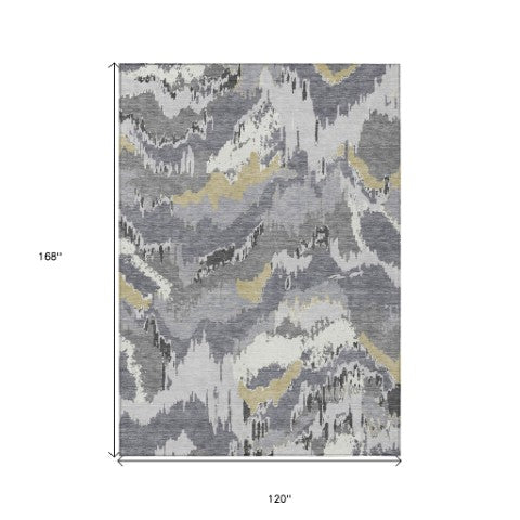 Homeroots 3' Stylish Beige Brown And Ivory Abstract Washable Area Rug For Indoor And Outdoor Spaces 10' X 14' Polyester 590183