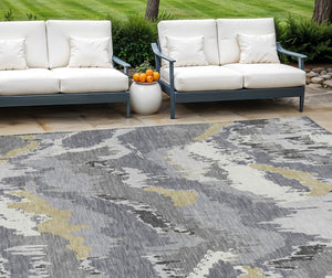 Homeroots 3' Stylish Beige Brown And Ivory Abstract Washable Area Rug For Indoor And Outdoor Spaces 10' X 14' Polyester 590183