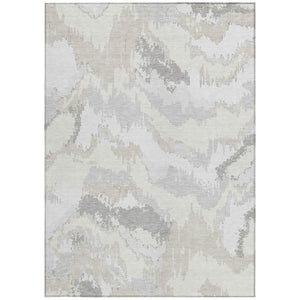 Homeroots 3' Stylish Beige Brown And Ivory Abstract Washable Area Rug For Indoor And Outdoor Spaces 3' X 5' Polyester 590184
