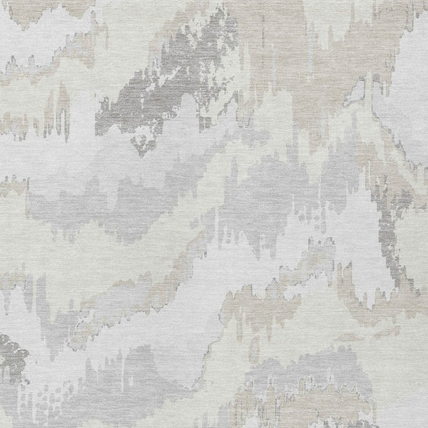 Homeroots 3' Stylish Beige Brown And Ivory Abstract Washable Area Rug For Indoor And Outdoor Spaces 3' X 5' Polyester 590184