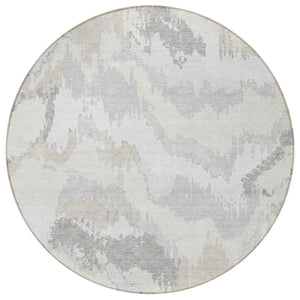 Homeroots 3' Stylish Beige Brown And Ivory Abstract Washable Area Rug For Indoor And Outdoor Spaces 8' Round Polyester 590186
