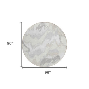 Homeroots 3' Stylish Beige Brown And Ivory Abstract Washable Area Rug For Indoor And Outdoor Spaces 8' Round Polyester 590186