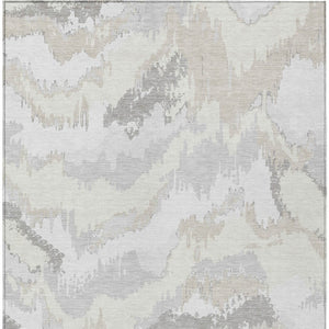 Homeroots 3' Stylish Beige Brown And Ivory Abstract Washable Area Rug For Indoor And Outdoor Spaces 9' X 12' Polyester 590188