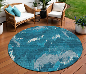 Homeroots 3' Stylish Beige Brown And Ivory Abstract Washable Area Rug For Indoor And Outdoor Spaces 8' Round Polyester 590192