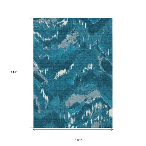 Homeroots 3' Stylish Beige Brown And Ivory Abstract Washable Area Rug For Indoor And Outdoor Spaces 9' X 12' Polyester 590194