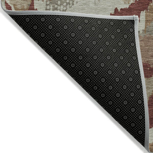 Homeroots 3' Stylish Beige Brown And Ivory Abstract Washable Area Rug For Indoor And Outdoor Spaces 3' X 5' Polyester 590196