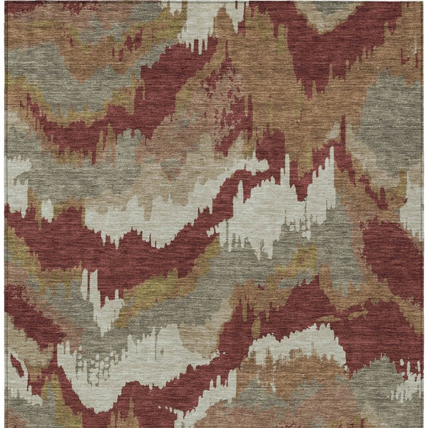 Homeroots 3' Stylish Beige Brown And Ivory Abstract Washable Area Rug For Indoor And Outdoor Spaces 5' X 8' Polyester 590197