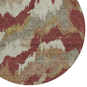 Homeroots 3' Stylish Beige Brown And Ivory Abstract Washable Area Rug For Indoor And Outdoor Spaces 8' Round Polyester 590198