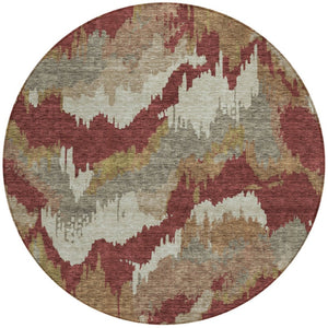 Homeroots 3' Stylish Beige Brown And Ivory Abstract Washable Area Rug For Indoor And Outdoor Spaces 8' Round Polyester 590198