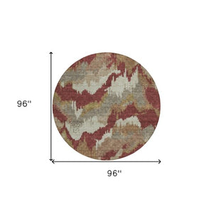 Homeroots 3' Stylish Beige Brown And Ivory Abstract Washable Area Rug For Indoor And Outdoor Spaces 8' Round Polyester 590198