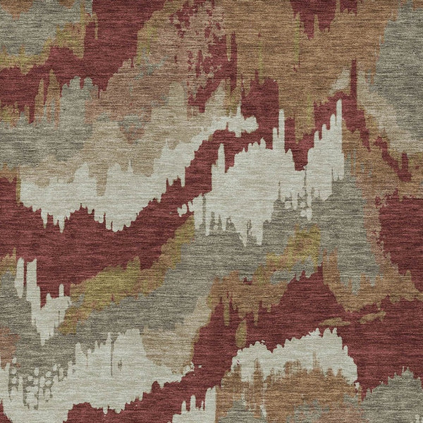 Homeroots 3' Stylish Beige Brown And Ivory Abstract Washable Area Rug For Indoor And Outdoor Spaces 8' X 10' Polyester 590199