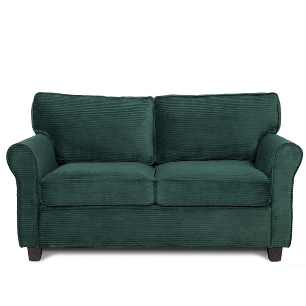 English Elm 57" Corduroy Two Seater Sofa Removable Cushions Solid Wood Frame Compact Living Room Dark Green W2715P433634