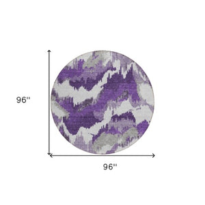 Homeroots 3' Stylish Beige Brown And Ivory Abstract Washable Area Rug For Indoor And Outdoor Spaces 8' Round Polyester 590204