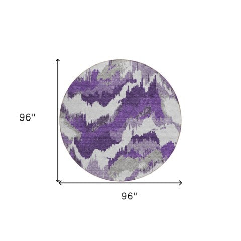 Homeroots 3' Stylish Beige Brown And Ivory Abstract Washable Area Rug For Indoor And Outdoor Spaces 8' Round Polyester 590204