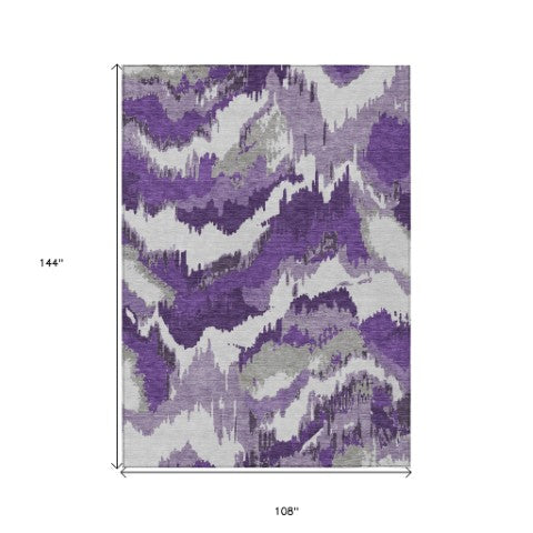 Homeroots 3' Stylish Beige Brown And Ivory Abstract Washable Area Rug For Indoor And Outdoor Spaces 9' X 12' Polyester 590206