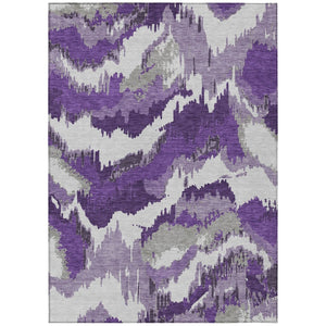 HomeRoots 5' Abstract Purple Lavender and Gray Washable Area Rug for Indoor and Outdoor High-Traffic Use 10' X 14' 590207
