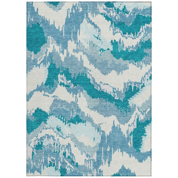 Homeroots 3' Stylish Beige Brown And Ivory Abstract Washable Area Rug For Indoor And Outdoor Spaces 3' X 5' Polyester 590208