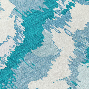 Homeroots 3' Stylish Beige Brown And Ivory Abstract Washable Area Rug For Indoor And Outdoor Spaces 3' X 5' Polyester 590208