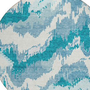 Homeroots 3' Stylish Beige Brown And Ivory Abstract Washable Area Rug For Indoor And Outdoor Spaces 8' Round Polyester 590210